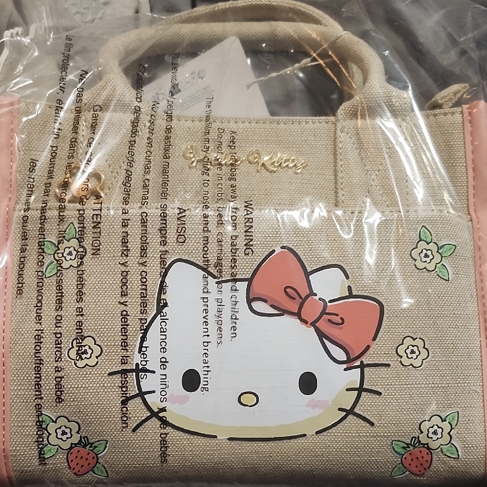 Hello Kitty Cream and Pink Tote Bag with Iconic Design